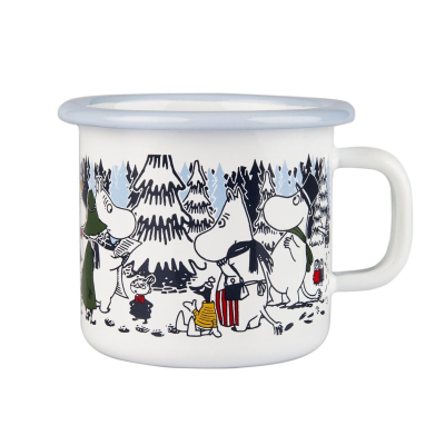 Enamel mug Winter forest white 370ml