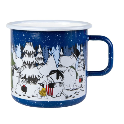 Enamel mug Winter forest dark blue 800ml