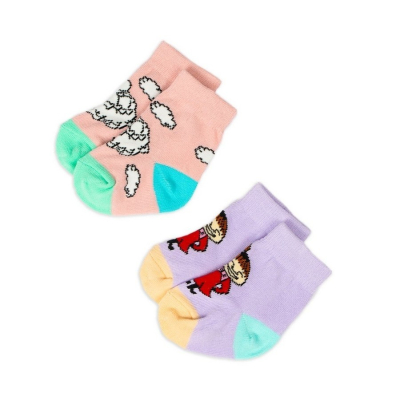 Kojenecké ponožky Moomin baby pink lila 2-pack