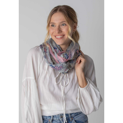 Hedvábný šátek loop-scarf Moomin Picnic grey