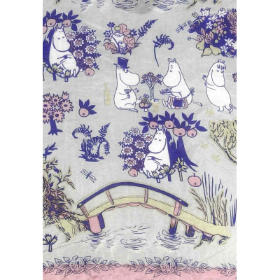 Hedvábný šátek loop-scarf Moomin Picnic grey