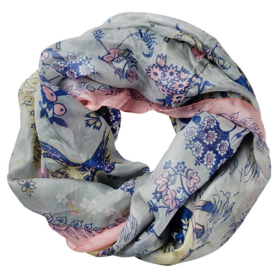 Silk loop-scarf Moomin Picnic grey