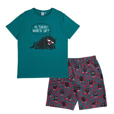 Pánské pyžamo krátké Moomin Stinky teal burgundy