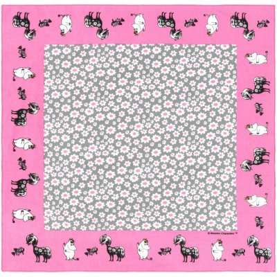 Šátek Moomin Bandana floral pink 53x53
