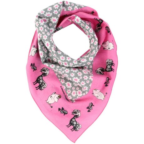Šátek Moomin Bandana floral pink 53x53