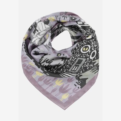 Hedvábný šátek Moomin Valley mauve 88x88