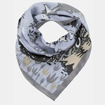 Hedvábný šátek Moomin Valley grey 88x88