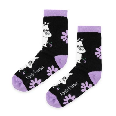 Ponožky Moomin 36-42 black lilac květina