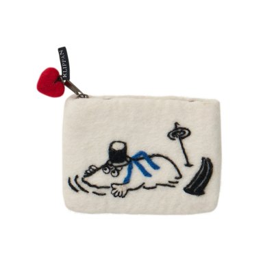 Plstěná peněženka Moominpappa skiing white 14x10