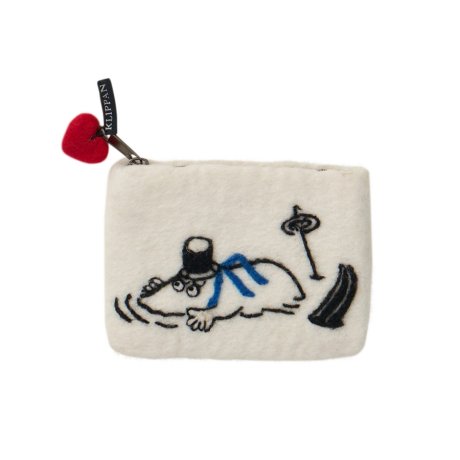 Plstěná peněženka Moominpappa skiing white 14x10