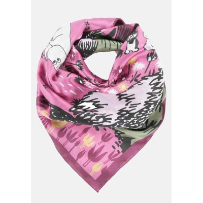 Hedvábný šátek Moomin Valley dark rose 88x88