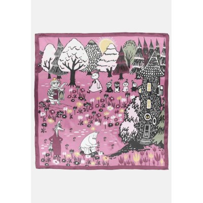 Hedvábný šátek Moomin Valley dark rose 88x88