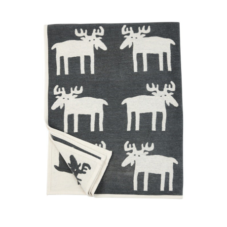 Cotton chenille blanket Moose dark grey