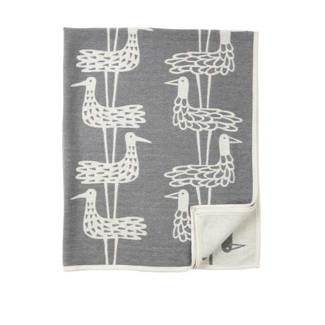 Bavlněná deka chenille Shore birds grey