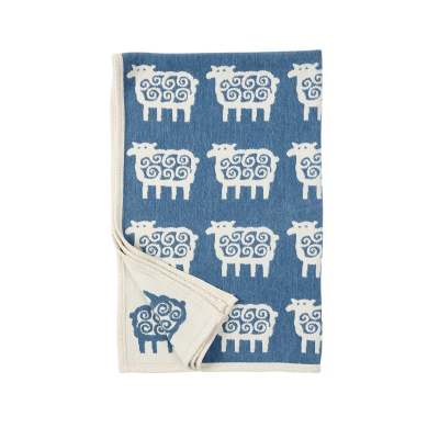 Cotton baby blanket chenille Sheep blue