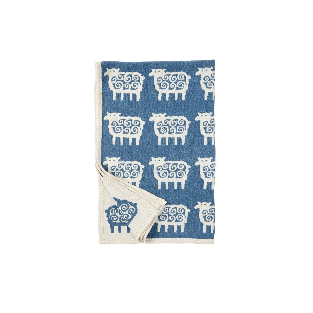 Cotton baby blanket chenille Sheep blue