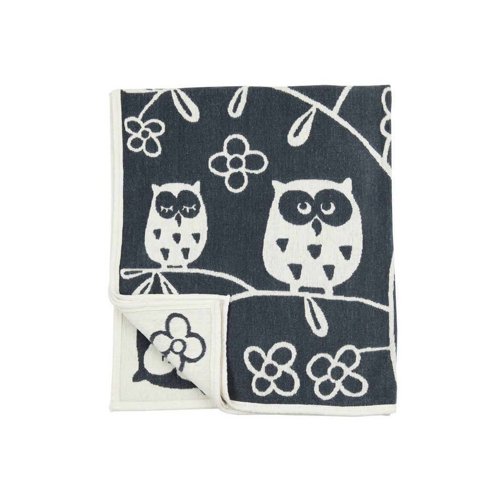 Bavlněná dětská deka chenille Sova Tree Owl grey 90x140