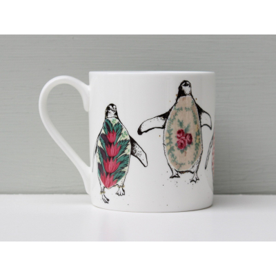 Porcelain cup Dancing penguins