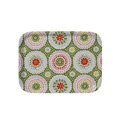 Small square tray Louise green 27x20