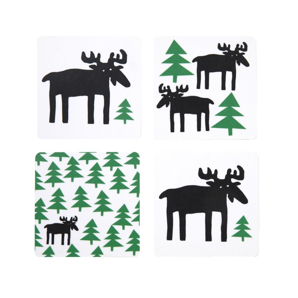 Podložky pod sklenice Moose in the forest 4-set 9x9