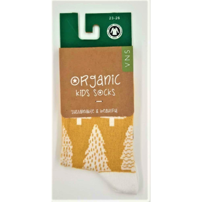 VNS Organic kids socks Pine Tree yellow