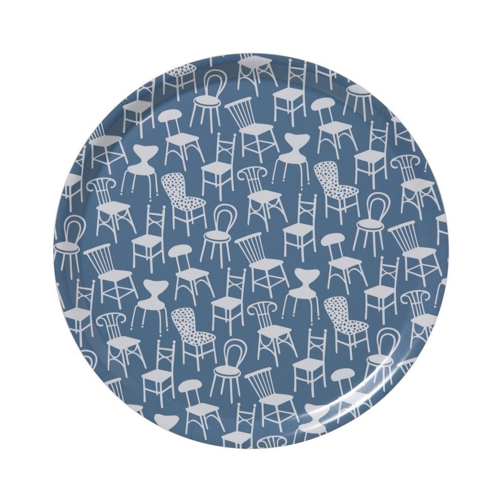 Kulatý servírovací tác Chairs blue d38