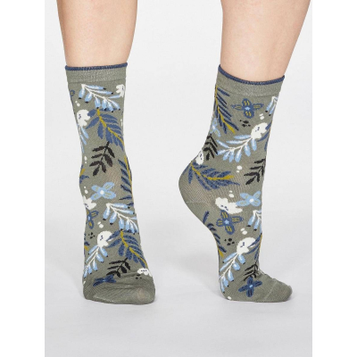 Bambusové ponožky Nelly Floral sage green 37-40