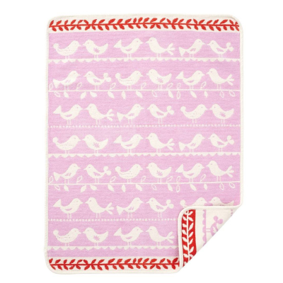 Cotton baby blanket Birds pink 70x90