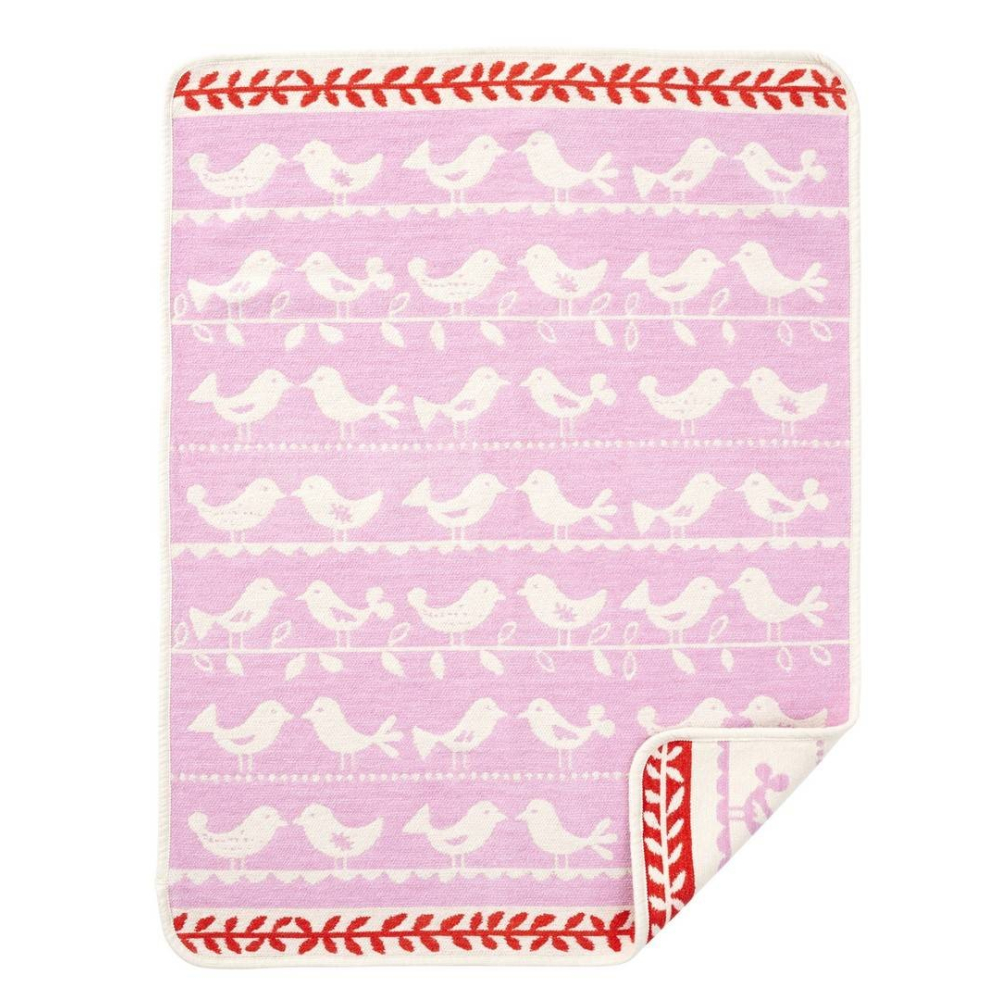 Dětská deka Birds pink (chenille) 70x90