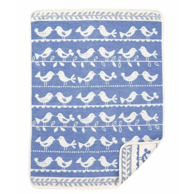 Cotton baby blanket Birds blue 70x90