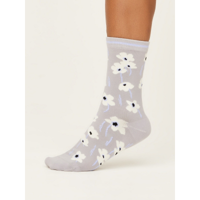 Cotton socks Summer Poppies grey 37-40