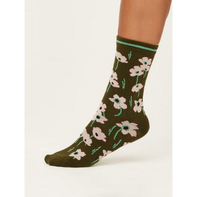 Cotton socks Summer Poppies green 37-40