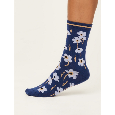 Cotton socks Summer Poppies blue 37-40