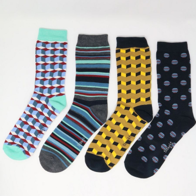 Bavlněné ponožky Fun Geometric multi 4-set box 41-46