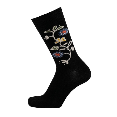 Merino socks Bloom black